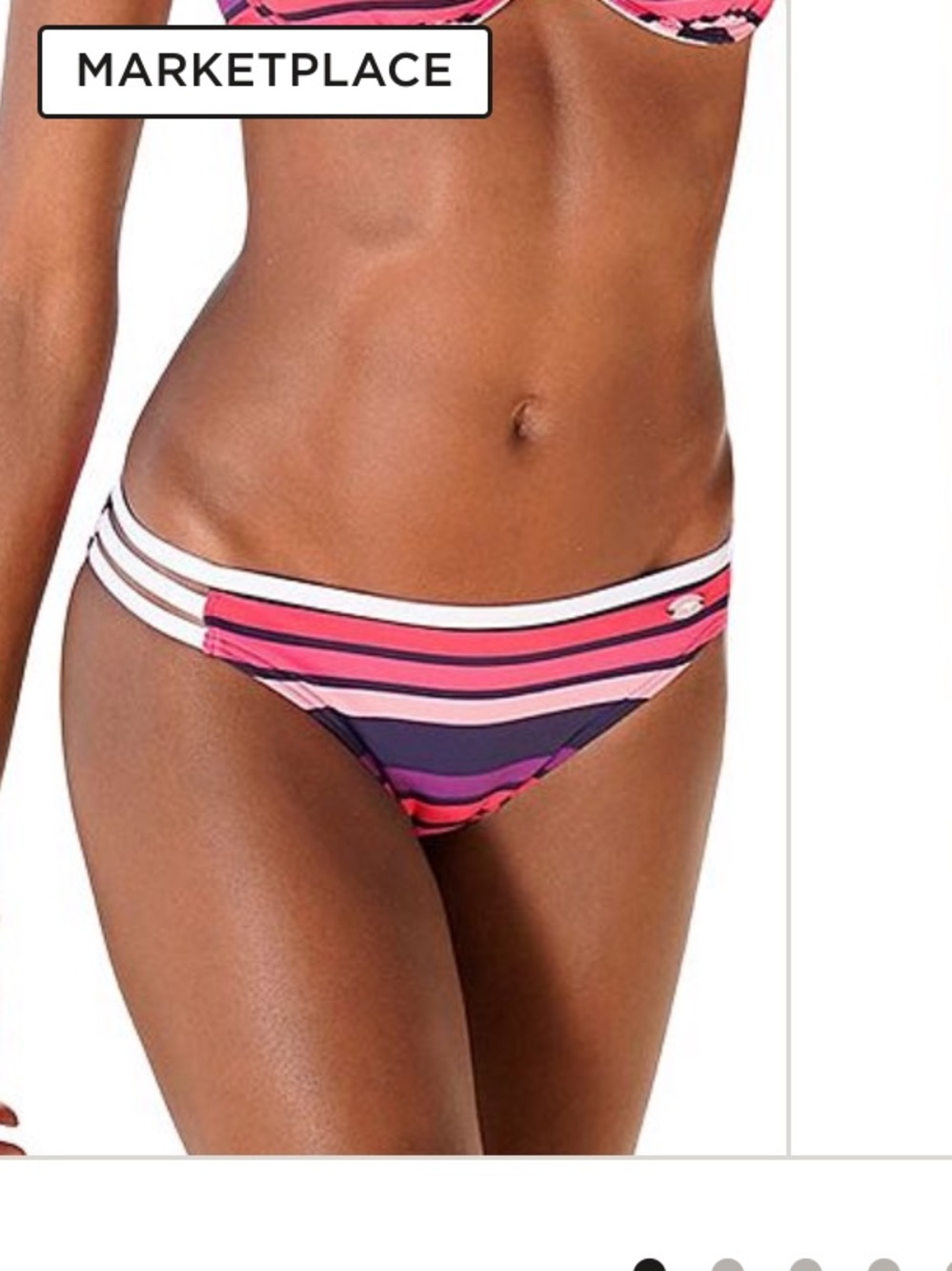 Lascana Pink and Black Striped Strappy Bikini Bottom